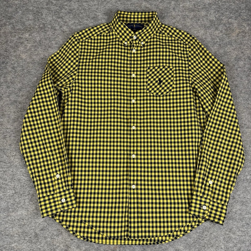 Ralph Lauren Button Down Shirt Long Sleeve Plaid Check Boys XL
